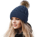 Belief hat logo oem knit pom pom hat